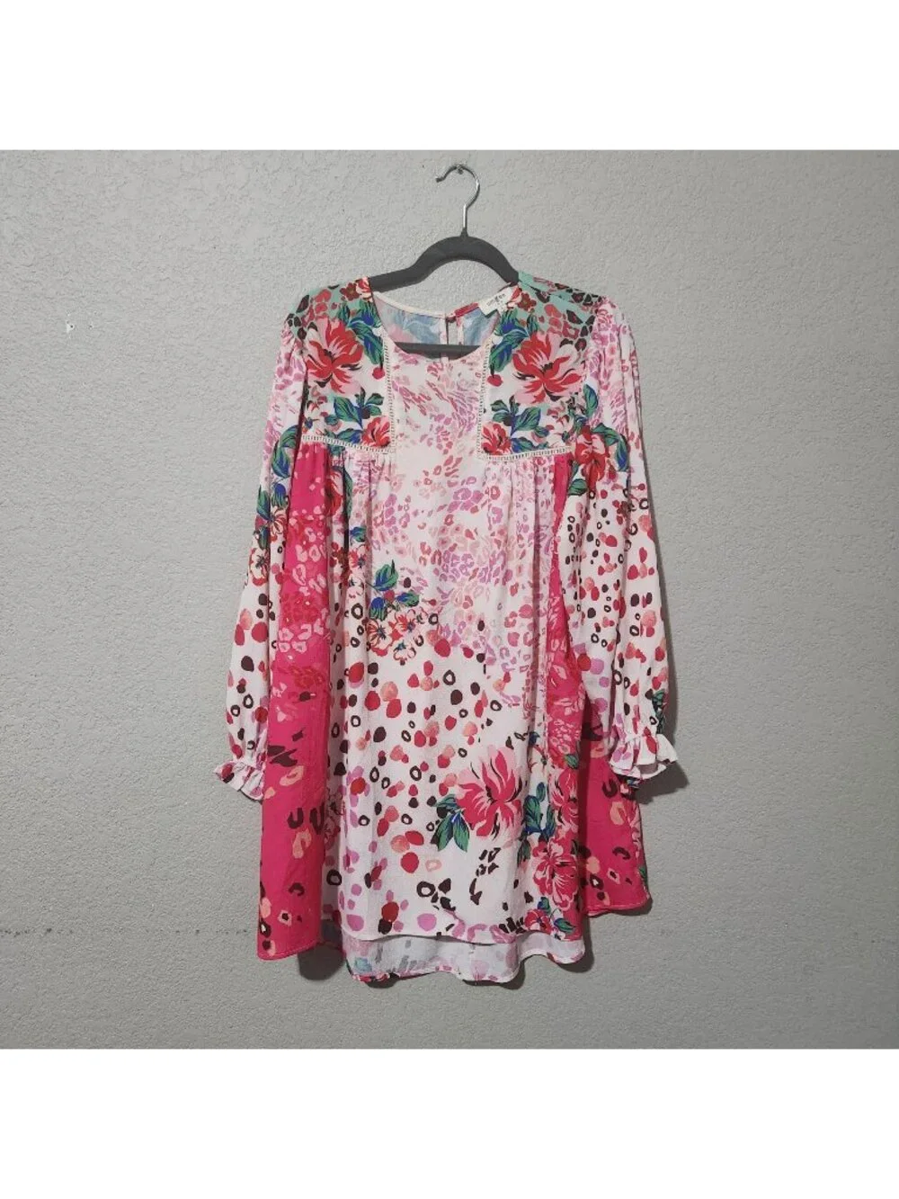 Umgee Dress Large Floral Cheetah Patchwork
